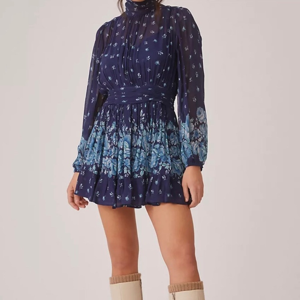 Anthropologie Let Me Be Mock Neck Sheer Mini Dress NWT.